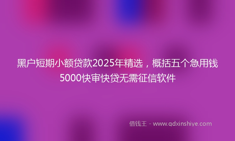 黑户短期小额贷款2025年精选，概括五个急用钱5000快审快贷无需征信软件