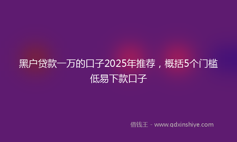黑户贷款一万的口子2025年推荐，概括5个门槛低易下款口子