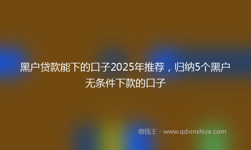 黑户贷款能下的口子2025年推荐，归纳5个黑户无条件下款的口子
