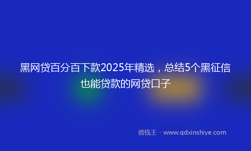 黑网贷百分百下款2025年精选，总结5个黑征信也能贷款的网贷口子