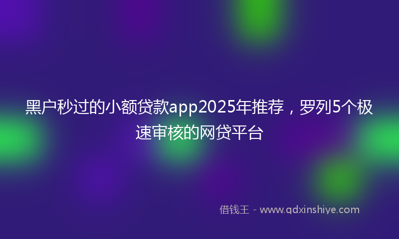黑户秒过的小额贷款app2025年推荐，罗列5个极速审核的网贷平台