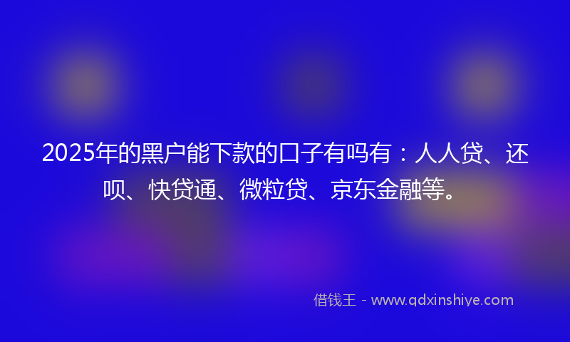 2025年的黑户能下款的口子有吗有：人人贷、还呗、快贷通、微粒贷、京东金融等。