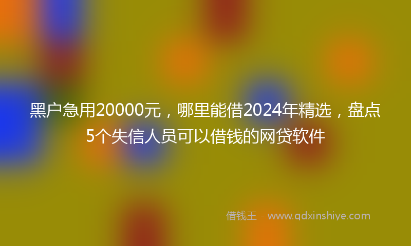黑户急用20000元，哪里能借2024年精选，盘点5个失信人员可以借钱的网贷软件