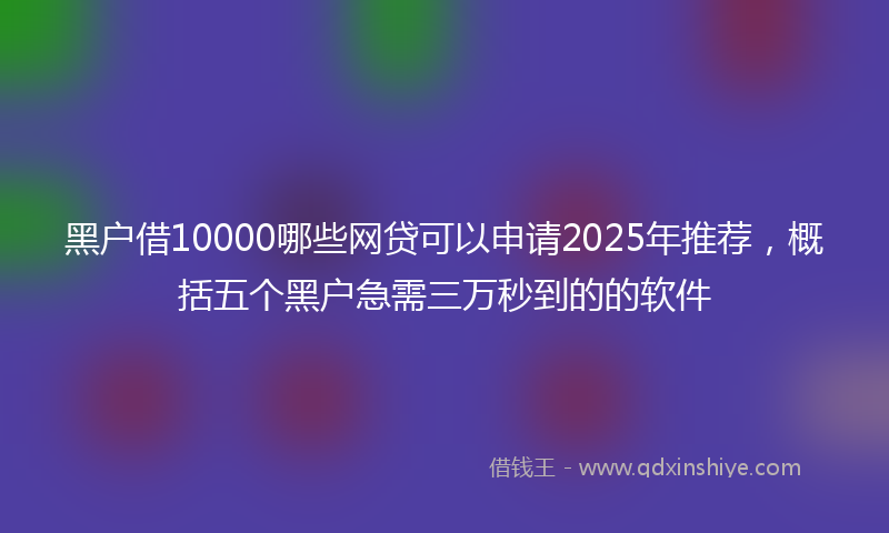 黑户借10000哪些网贷可以申请2025年推荐，概括五个黑户急需三万秒到的的软件