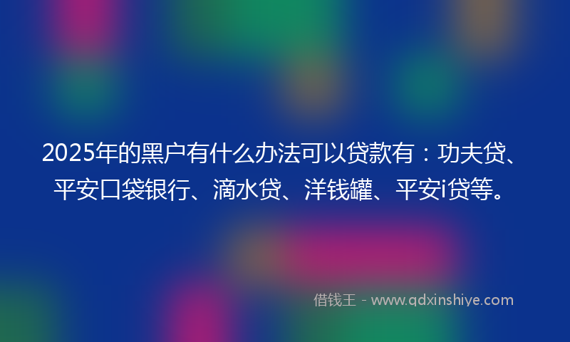 2025年的黑户有什么办法可以贷款有：功夫贷、平安口袋银行、滴水贷、洋钱罐、平安i贷等。