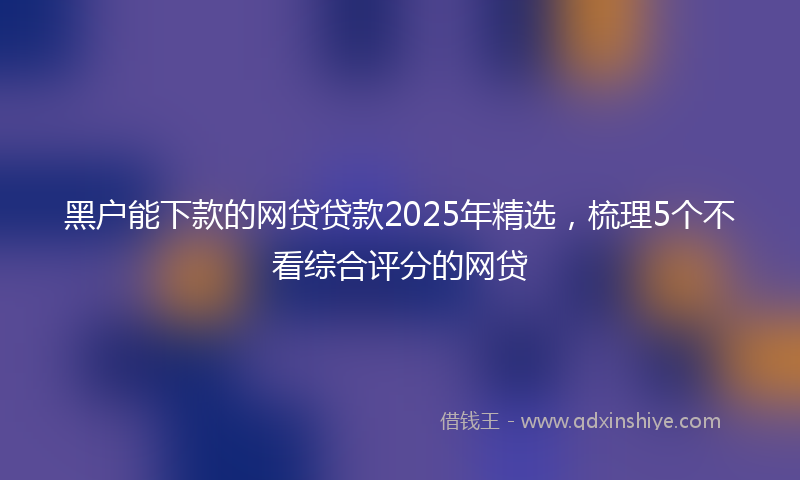 黑户能下款的网贷贷款2025年精选，梳理5个不看综合评分的网贷