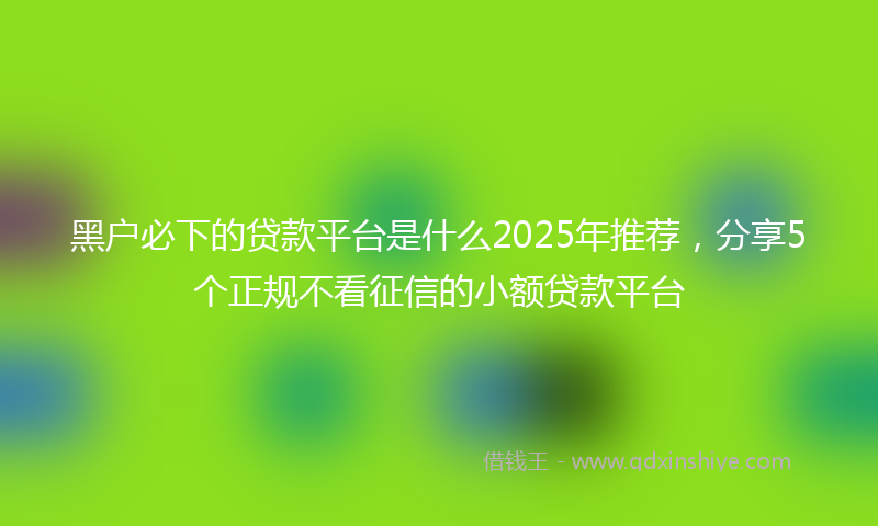 黑户必下的贷款平台是什么2025年推荐，分享5个正规不看征信的小额贷款平台