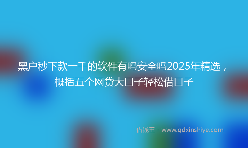 黑户秒下款一千的软件有吗安全吗2025年精选，概括五个网贷大口子轻松借口子