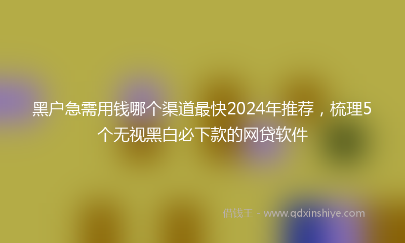 黑户急需用钱哪个渠道最快2024年推荐，梳理5个无视黑白必下款的网贷软件