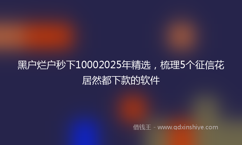 黑户烂户秒下10002025年精选，梳理5个征信花居然都下款的软件