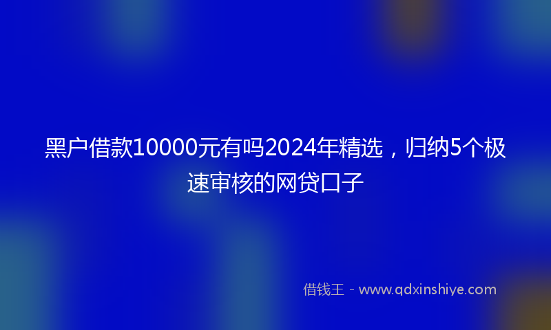 黑户借款10000元有吗2024年精选，归纳5个极速审核的网贷口子