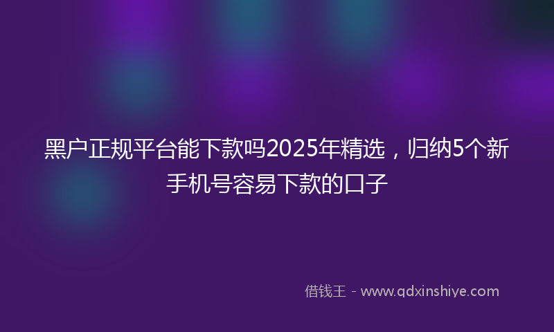 黑户正规平台能下款吗2025年精选，归纳5个新手机号容易下款的口子