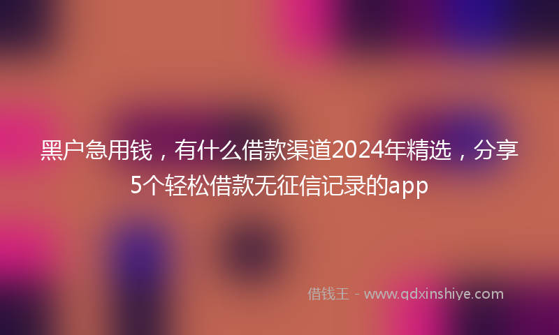 黑户急用钱，有什么借款渠道2024年精选，分享5个轻松借款无征信记录的app