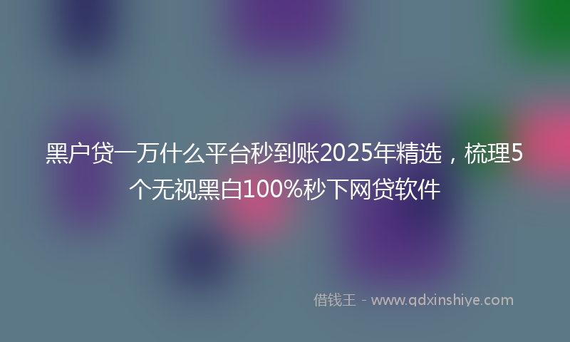 黑户贷一万什么平台秒到账2025年精选，梳理5个无视黑白100%秒下网贷软件