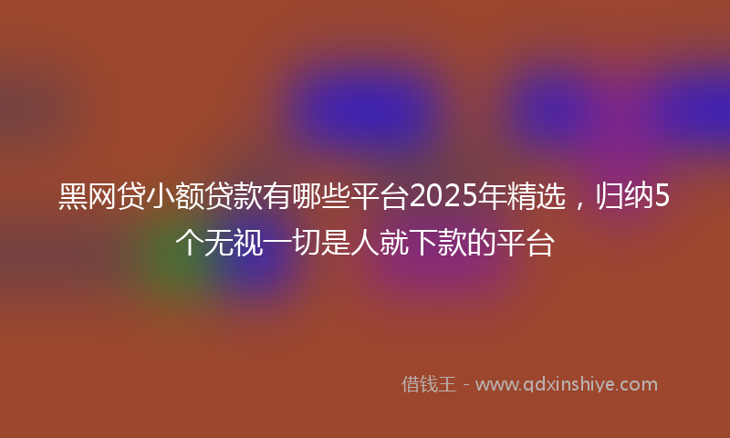 黑网贷小额贷款有哪些平台2025年精选，归纳5个无视一切是人就下款的平台