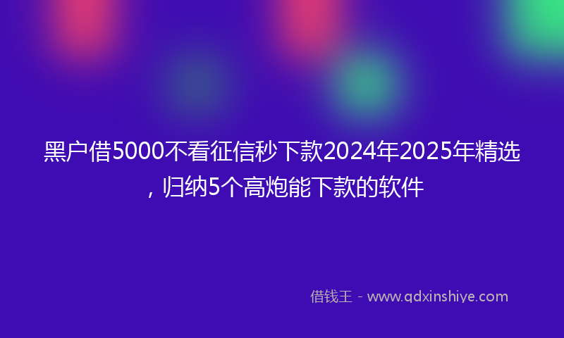 黑户借5000不看征信秒下款2024年2025年精选，归纳5个高炮能下款的软件