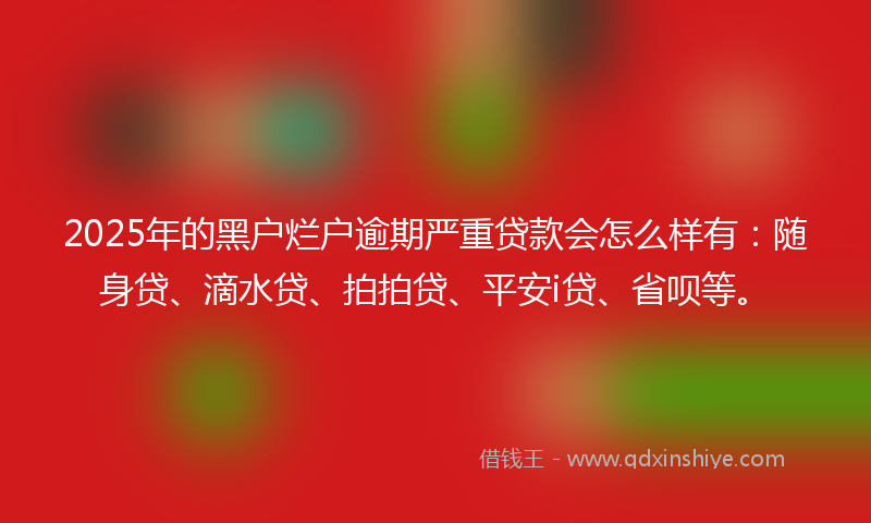 2025年的黑户烂户逾期严重贷款会怎么样有：随身贷、滴水贷、拍拍贷、平安i贷、省呗等。