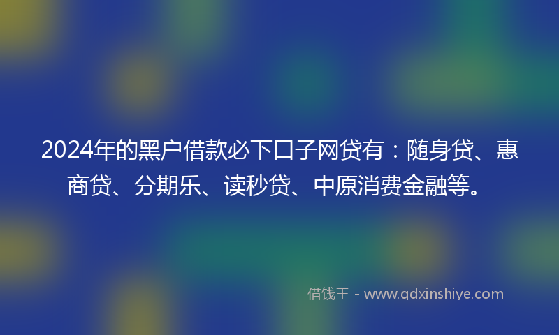 2024年的黑户借款必下口子网贷有：随身贷、惠商贷、分期乐、读秒贷、中原消费金融等。