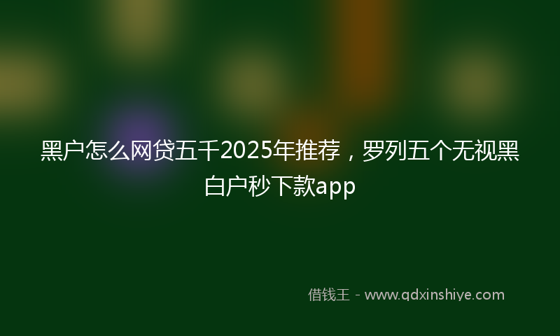 黑户怎么网贷五千2025年推荐，罗列五个无视黑白户秒下款app