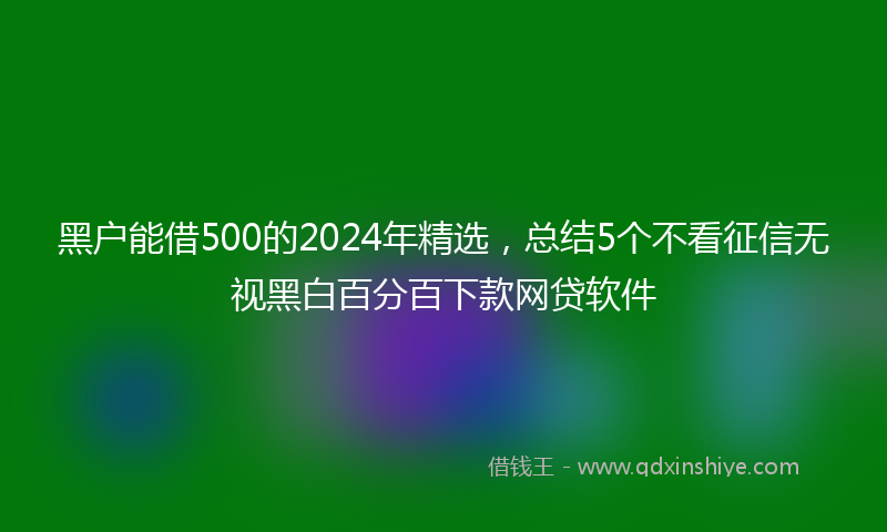 黑户能借500的2024年精选，总结5个不看征信无视黑白百分百下款网贷软件