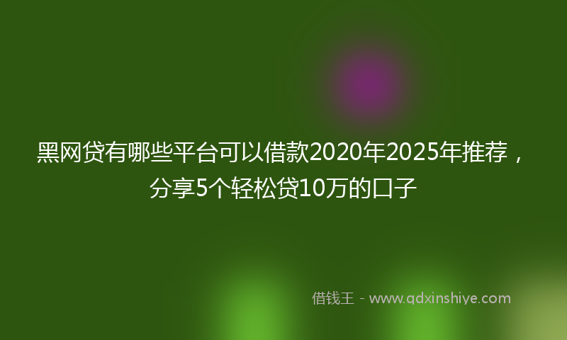 黑网贷有哪些平台可以借款2020年2025年推荐，分享5个轻松贷10万的口子