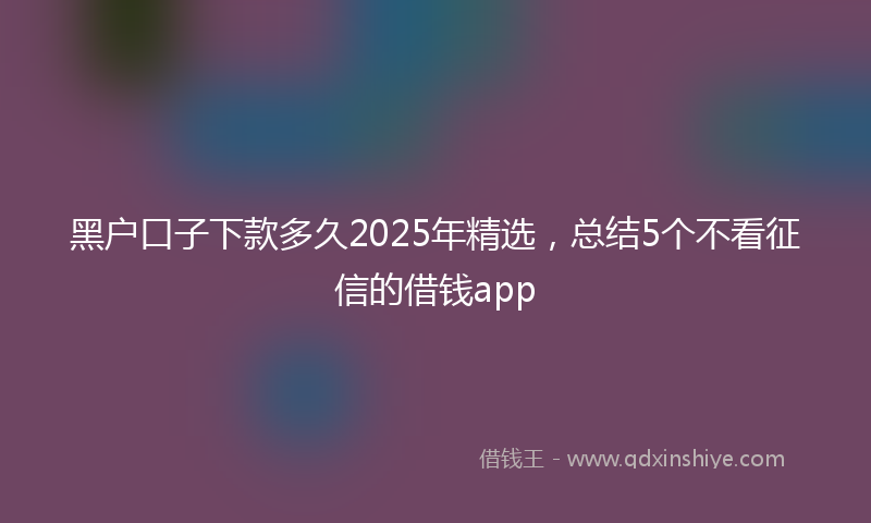 黑户口子下款多久2025年精选，总结5个不看征信的借钱app