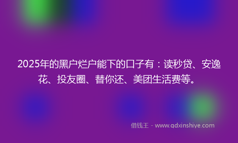 2025年的黑户烂户能下的口子有：读秒贷、安逸花、投友圈、替你还、美团生活费等。