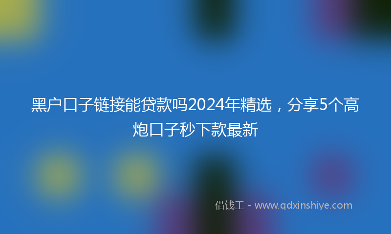黑户口子链接能贷款吗2024年精选，分享5个高炮口子秒下款最新