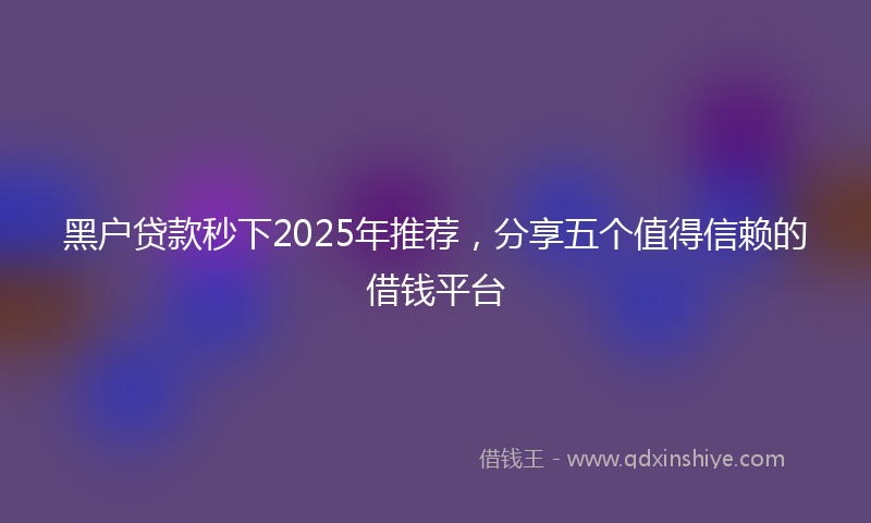 黑户贷款秒下2025年推荐，分享五个值得信赖的借钱平台