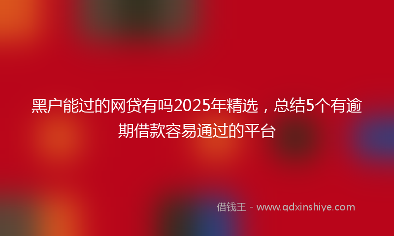 黑户能过的网贷有吗2025年精选，总结5个有逾期借款容易通过的平台
