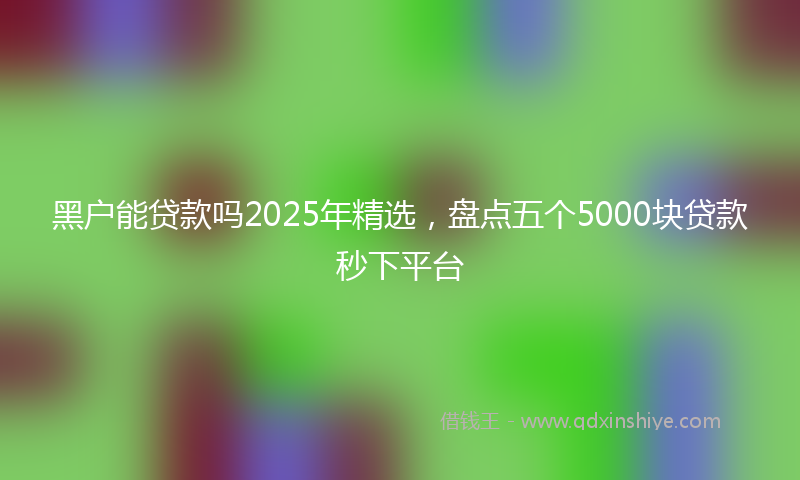 黑户能贷款吗2025年精选，盘点五个5000块贷款秒下平台