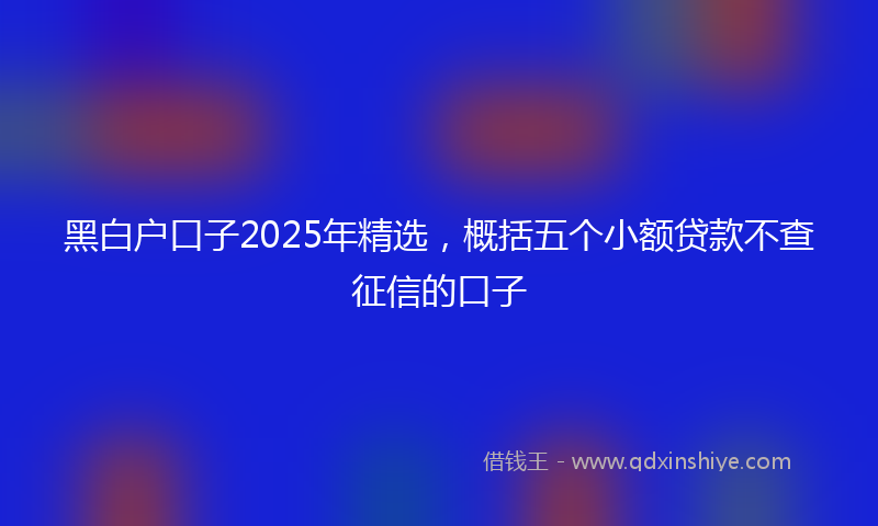 黑白户口子2025年精选，概括五个小额贷款不查征信的口子