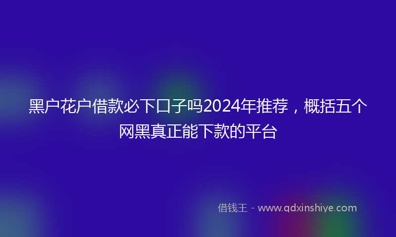 黑户花户借款必下口子吗2024年推荐，概括五个网黑真正能下款的平台