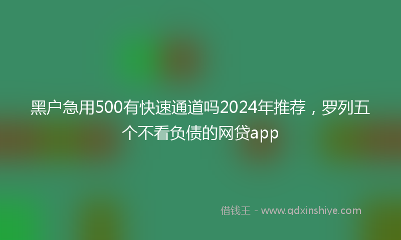 黑户急用500有快速通道吗2024年推荐，罗列五个不看负债的网贷app