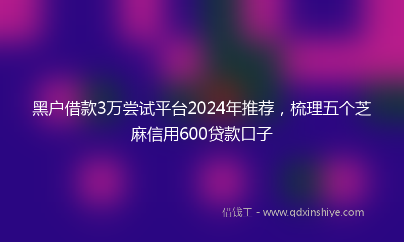 黑户借款3万尝试平台2024年推荐，梳理五个芝麻信用600贷款口子