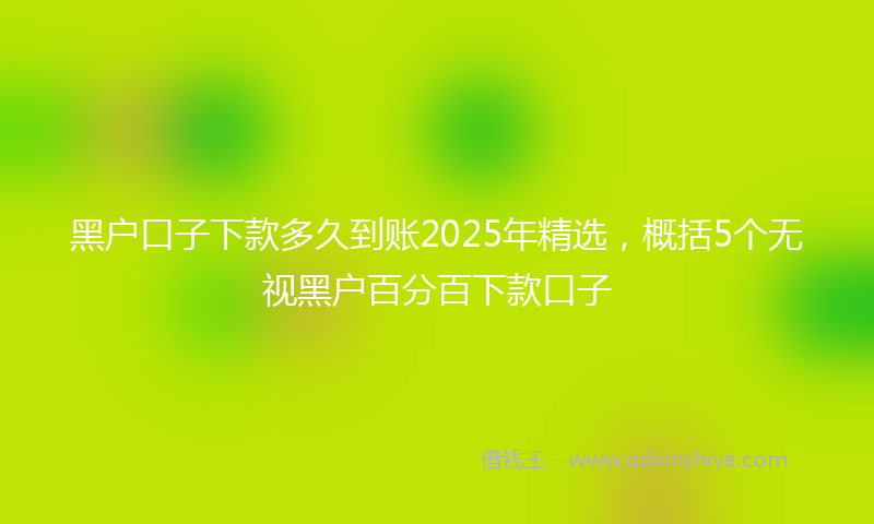 黑户口子下款多久到账2025年精选，概括5个无视黑户百分百下款口子