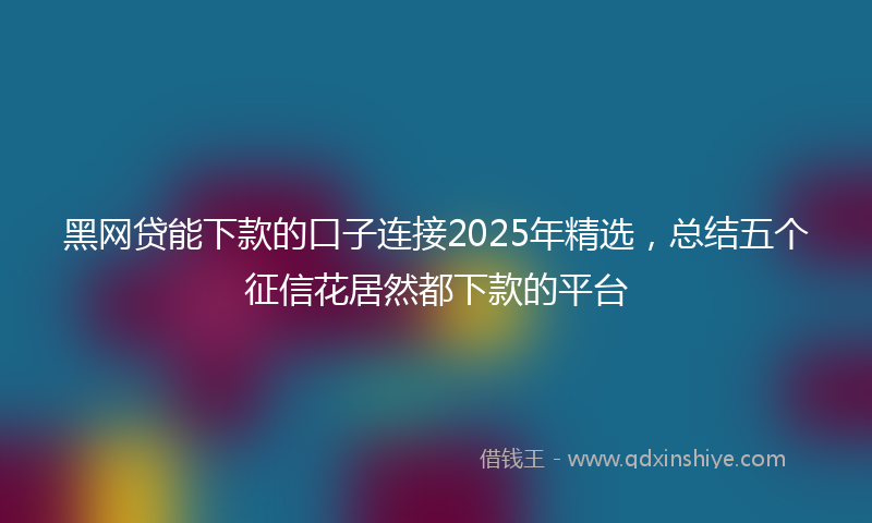 黑网贷能下款的口子连接2025年精选，总结五个征信花居然都下款的平台