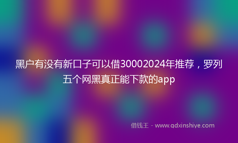 黑户有没有新口子可以借30002024年推荐，罗列五个网黑真正能下款的app