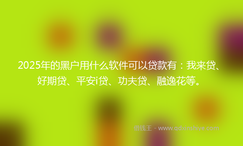 2025年的黑户用什么软件可以贷款有：我来贷、好期贷、平安i贷、功夫贷、融逸花等。