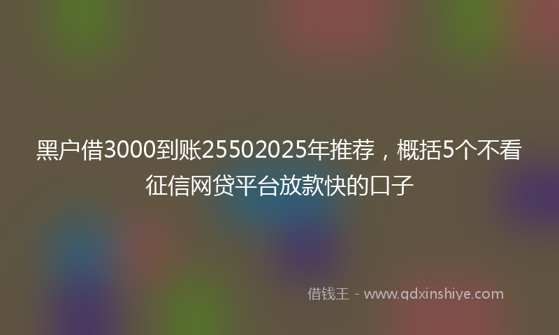 黑户借3000到账25502025年推荐，概括5个不看征信网贷平台放款快的口子