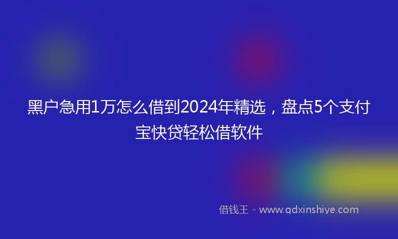 黑户急用1万怎么借到2024年精选，盘点5个支付宝快贷轻松借软件
