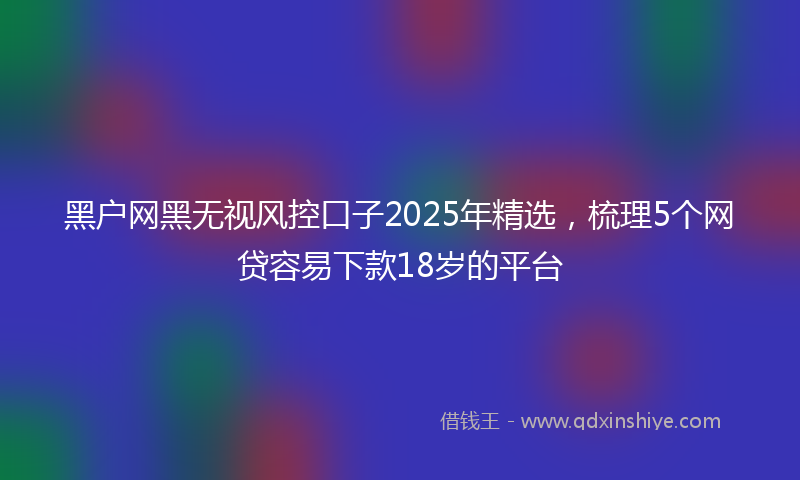 黑户网黑无视风控口子2025年精选，梳理5个网贷容易下款18岁的平台