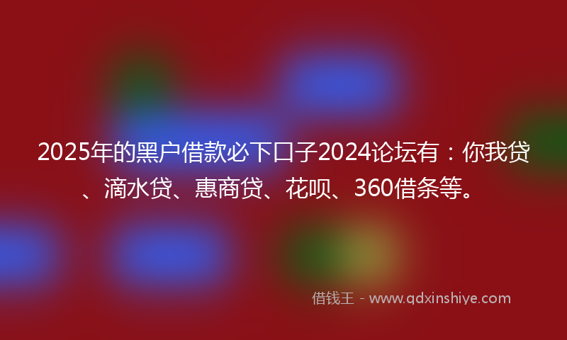 2025年的黑户借款必下口子2024论坛有：你我贷、滴水贷、惠商贷、花呗、360借条等。