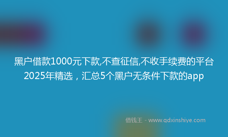 黑户借款1000元下款,不查征信,不收手续费的平台2025年精选，汇总5个黑户无条件下款的app