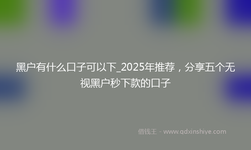 黑户有什么口子可以下_2025年推荐，分享五个无视黑户秒下款的口子