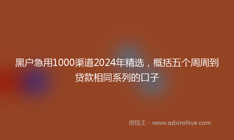 黑户急用1000渠道2024年精选，概括五个周周到贷款相同系列的口子