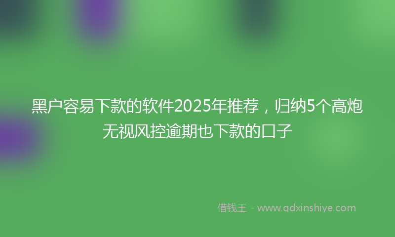 黑户容易下款的软件2025年推荐，归纳5个高炮无视风控逾期也下款的口子