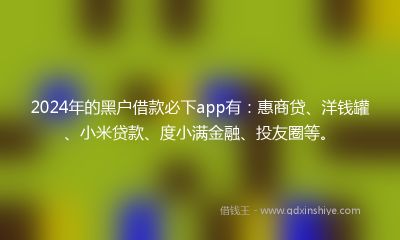 2024年的黑户借款必下app有：惠商贷、洋钱罐、小米贷款、度小满金融、投友圈等。
