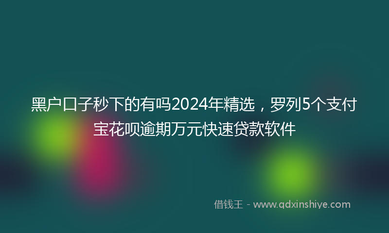 黑户口子秒下的有吗2024年精选，罗列5个支付宝花呗逾期万元快速贷款软件