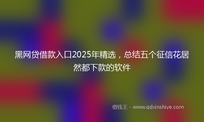 黑网贷借款入口2025年精选，总结五个征信花居然都下款的软件
